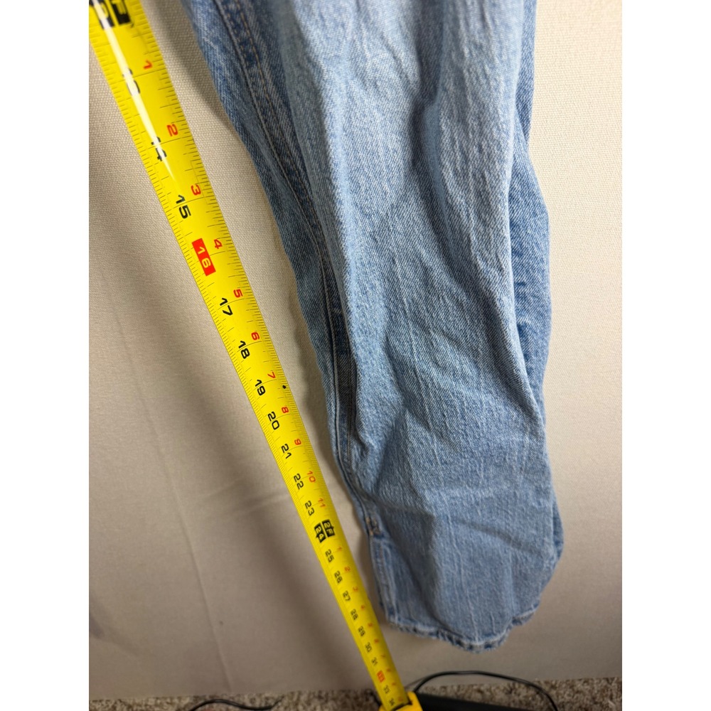 Zara Womens High Rise Straight Leg Light Wash Jeans Side Slit Raw Hem Size 6 - Picture 6 of 10